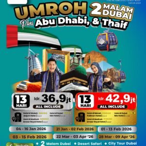 Umroh Plus 2 Malam Dubai + Abu Dhabi (Gold)